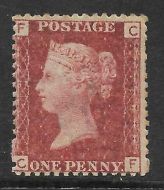Sg 43 1d Penny Red plate 103 Lettered C-F UNMOUNTED MINT