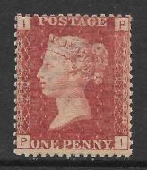 Sg 43 1d Penny Red plate 204 Lettered P-I UNMOUNTED MINT