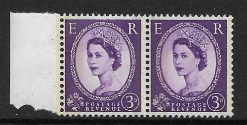 Sg 607a 3d Wilding Phos graphite Narrow Band Left pair UNMOUNTED MINT