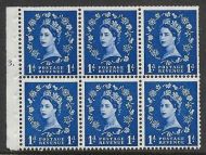 SB26 1d Wilding booklet pane perf type Ie bottom Cylinder F3T Dot UNMOUNTED MNT