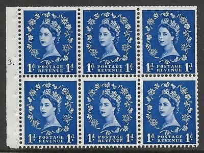 SB26 1d Wilding booklet pane perf type Ie bottom Cylinder F3T Dot UNMOUNTED MNT