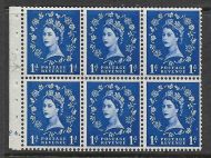 SB26 1d Wilding booklet pane cyl F4 Dot perf type Ie Bottom UNMOUNTED MNT