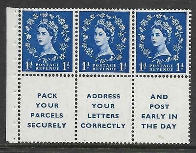 SB29b variety 1d Wilding booklet pane perf type Ie Bottom UNMOUNTED MNT MNH
