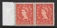 Sg S12a ½d Wilding Phos 1 x 6mm NB Left marginal pair UNMOUNTED MINT