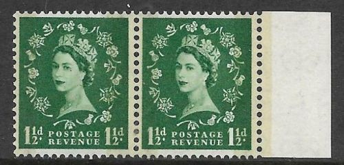 Sg 601a 1½d Wilding Phos graphite Narrow Band Right pair UNMOUNTED MINT