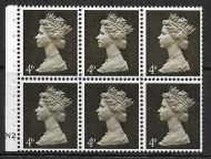 UB11 4d Pre-decimal Machin Booklet Pane Cyl N2 Dot UNMOUNTED MINT