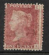 1858 Sg 43 1d Penny Red plate 198 Lettered E-A MOUNTED MINT
