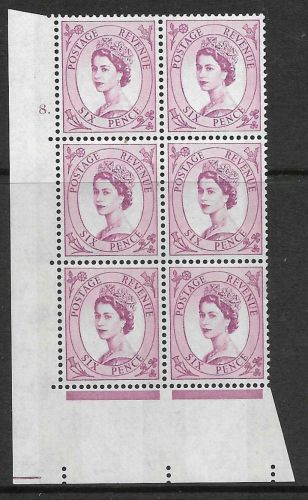 6d Wilding Blue Phosphor on White cyl 8 Dot perf type A(E I) UNMOUNTED MINT