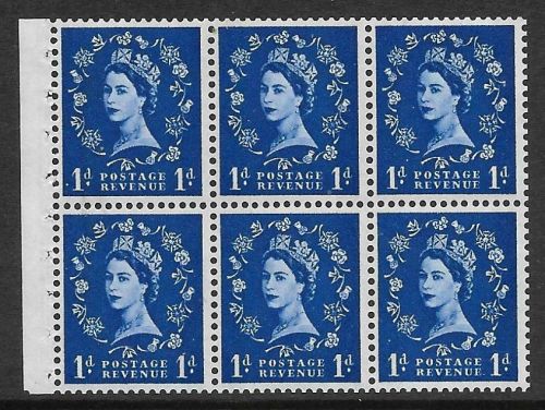 SB49 1d Wilding booklet pane Violet 8mm perf type Ie Bottom UNMOUNTED MNT