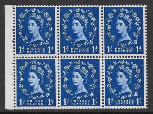 SB49a 1d Wilding booklet pane Violet 8mm perf type Ie Bottom UNMOUNTED MNT