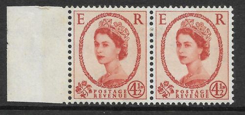 Sg S97b x2 4½d Blue Phos Cream with 8mm bands  6mm in margin UNMOUNTED MINT