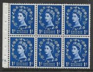 SB26b 1d Edward Wilding booklet pane perf type I Cylinder F4 Dot UNMOUNTED MNT