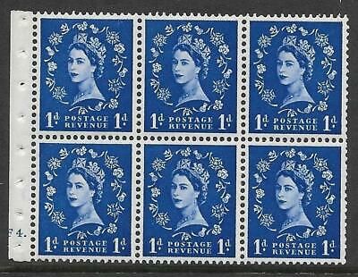 SB26b 1d Edward Wilding booklet pane perf type I Cylinder F4 Dot UNMOUNTED MNT