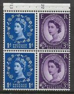 SB35 Wilding booklet pane Crown Left Cyl F13K22 ND perf type I UNMOUNTED MNT