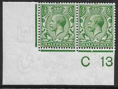 N14(7) ½d Deep Bright Green Control C 13 imperf pair UNMOUNTED MINT