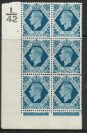 1939 10d Turquoise-blue L42 1 No Dot perf 2(I/E) UNMOUNTED MINT