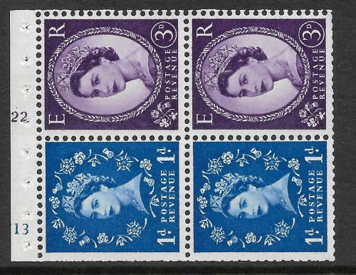 SB55 Wilding booklet pane with unlisted variety Cyl F13 K22 UNMOUNTED MNT MNH
