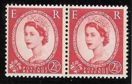 S64c 2½d Wilding Blue Phos Cream type 1 2 Narrow Bands pair UNMOUNTED MINT