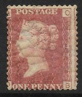 1858 Sg 43 1d Penny Red plate 198 Lettered O-B UNMOUNTED MINT