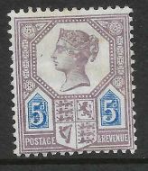 Sg 207aa K36a 5d Purple  Blue Jubilee with Watermark Inverted MOUNTED MINT