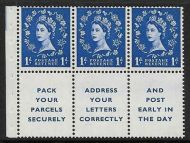 SB25 1d Wilding booklet pane with Advert perf type Ie Bottom UNMOUNTED MNT MNH