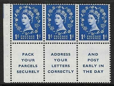 SB25 1d Wilding booklet pane with Advert perf type Ie Bottom UNMOUNTED MNT MNH