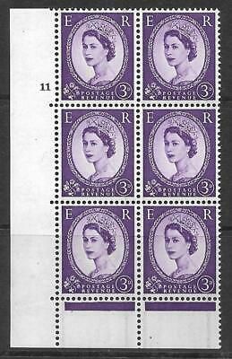 1958 3d Crowns Graphite cylinder 11 No Dot perf type C(E/P) UNMOUNTED MINT/MNH