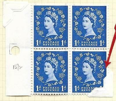 S15b 1d Wilding Graphite variety - daffodil stem flaw block of 4 UNMOUNTED MINT