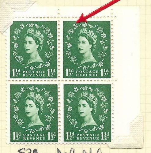 S34g variety 1½d Wilding blue phos - Daffodil flaw UNMOUNTED MINT