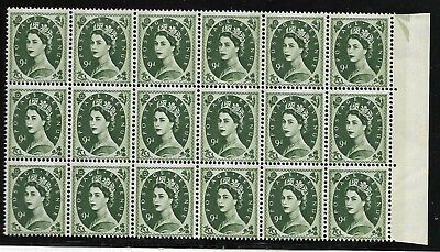 S128c 9d Wilding Violet Phos variety - Frame Break block of 18 UNMOUNTED MINT