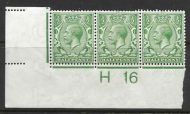 N14(6) ½d Bright Green Control H16 Imperf strip of 3 UNMOUNTED MINT