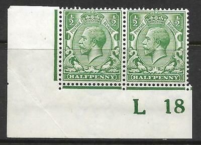 N14(14) ½d Blue Green Control L18 Imperf pair UNMOUNTED MINT