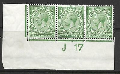 N14(3) ½d Pale Green Control J17 Imperf strip of 3 UNMOUNTED MINT