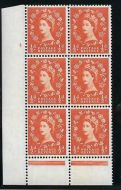 1957 ½d Edward Graphite cylinder 4 No Dot perf type B(I P) UNMOUNTED MINT