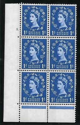 1d Blue Phosphor on Cream cylinder 5 Dot perf C(E P) UNMOUNTED MINT MNH