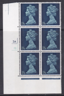 1 6 Pre-decimal Machin Indigo prussian blue PVA 2B head B perf A Cyl 3A1B No dot