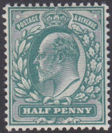 Sg 216 M1(2) ½d blue green De La Rue UNMOUNTED MINT/MNH