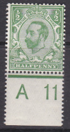 Spec N1(2) ½d Pale Green Control A 11(w)perf MOUNTED MINT