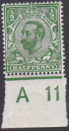 Spec N2(1) ½d Bright Green Control A 11(w) MOUNTED MINT