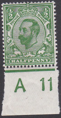 Spec N2(1) ½d Bright Green Control A 11(w) MOUNTED MINT