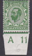 Spec N2(6) ½d deep Green Control A 11(w) MOUNTED MINT