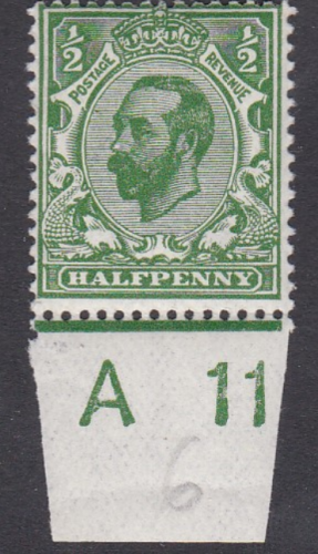 Spec N2(6) ½d deep Green Control A 11(w) MOUNTED MINT