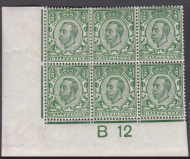 Sg 338 N4(1) ½d Green Crown die 2 B12(c) perf 2 UNMOUNTED MINT MNH
