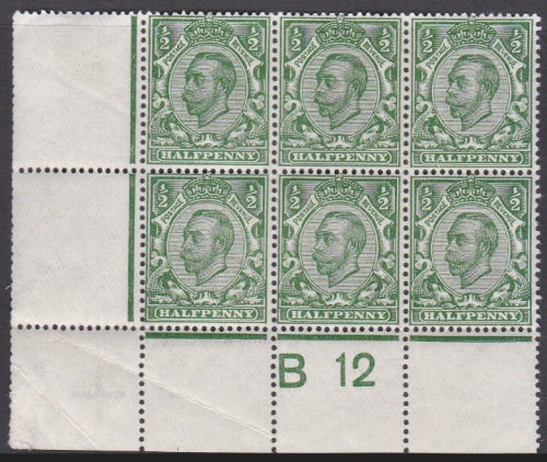 Sg 338 N4(1) ½d Green Crown die 2 B12(c) perf 2A  UNMOUNTED MINT MNH
