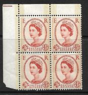 Sg 609a 4½d Wilding Phos graphite Narrow Band Left block of 4 UNMOUNTED MINT