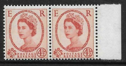 Sg S97a 4½d Wilding Blue Phos on Cream 1 x 6mm band right UNMOUNTED MINT