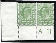 Sg 267 M3(1) ½d Dull Yellow-Green Harrison Perf. 14 Control A11 MOUNTED MINT