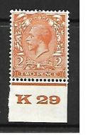 N36(3) 2d Yellow Orange Block Cypher Control K29 imperf UNMOUNTED MINT
