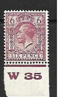 N42(3) 6d Reddish Purple Block Cypher Control W35 imperf single UNMOUNTED MINT