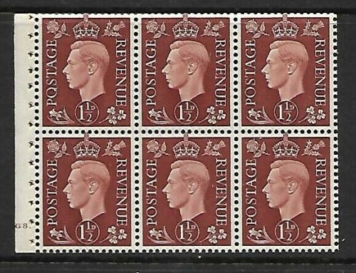 QB21 1½d Brown booklet pane perf B3(I) Cyl G8 Dot UNMOUNTED MNT MNH